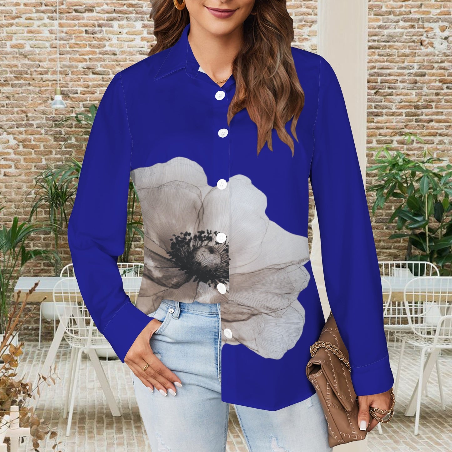 Classic Flower Blouse Blue