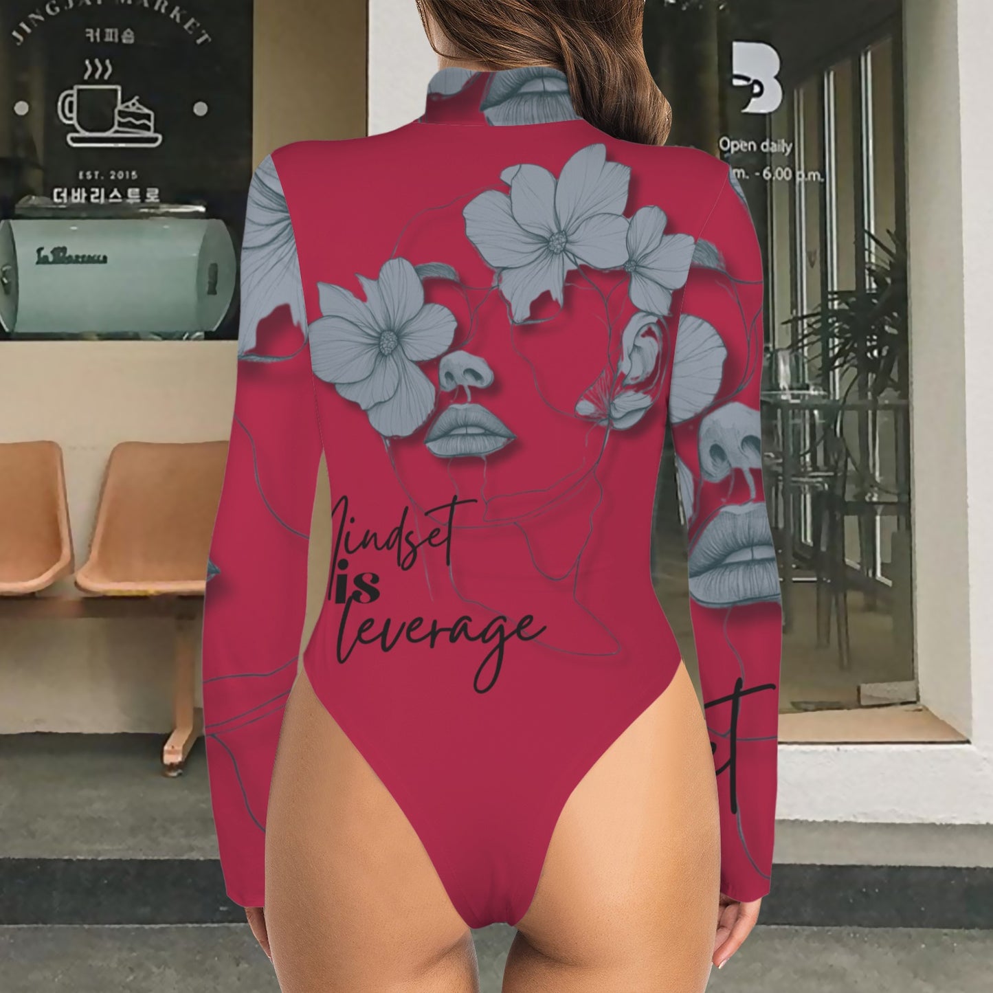 Mindset Is Leverage Red Bodysuit