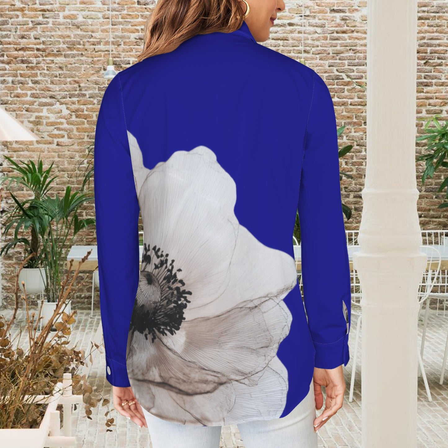 Classic Flower Blouse Blue