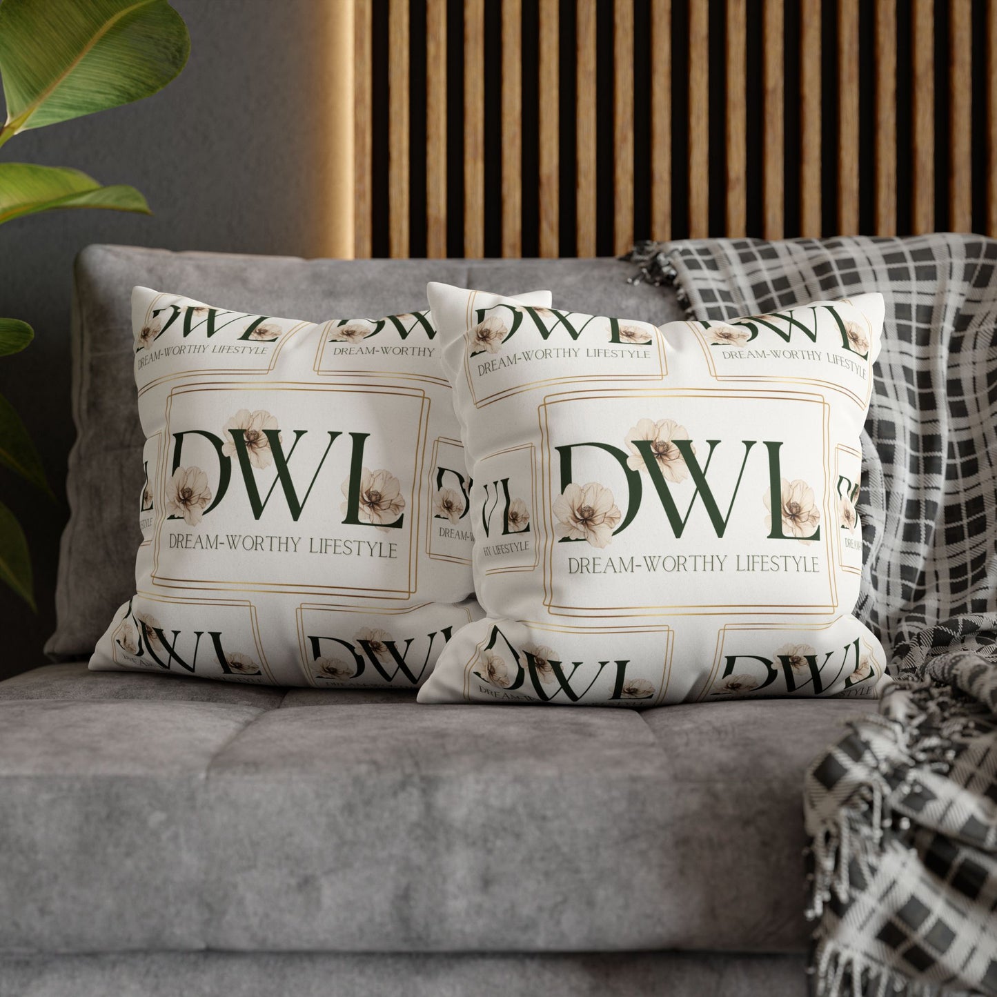 "DWL" White Suede Square Pillowcase
