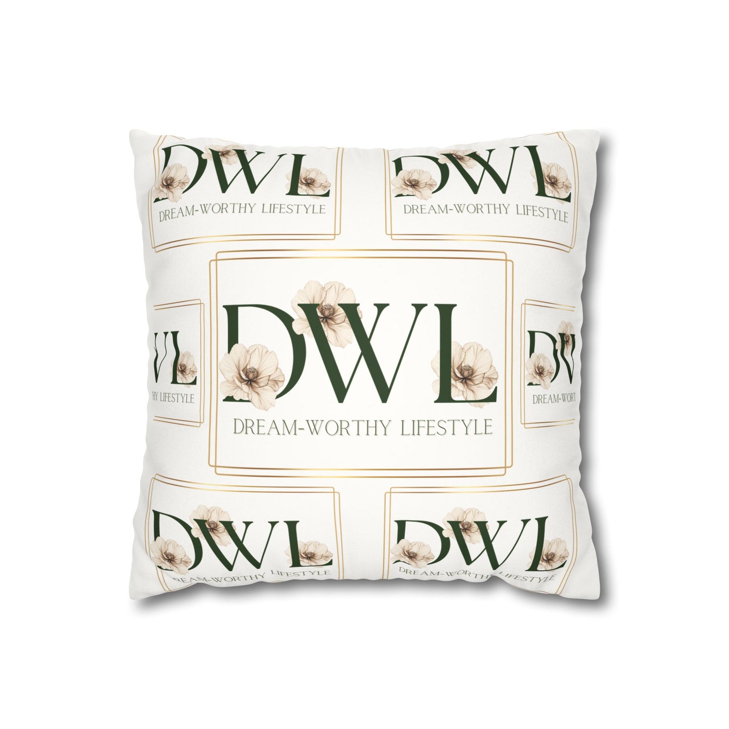 "DWL" White Suede Square Pillowcase