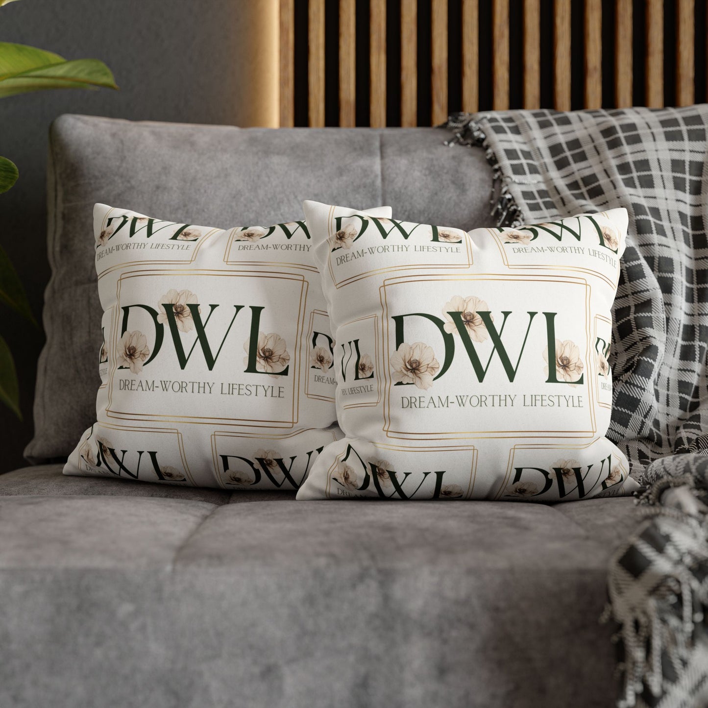 "DWL" White Suede Square Pillowcase
