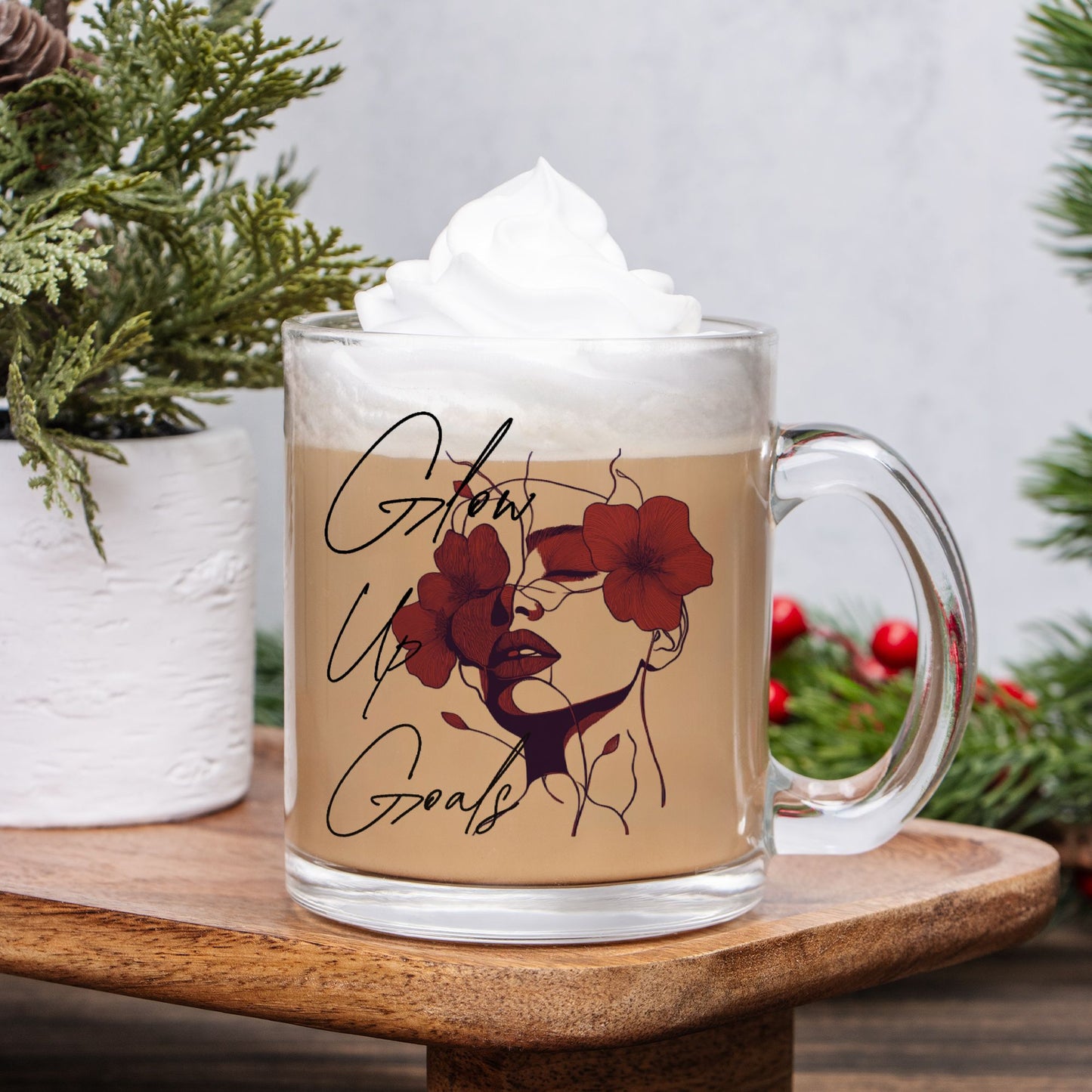 Glow Up Goals Glass Mug