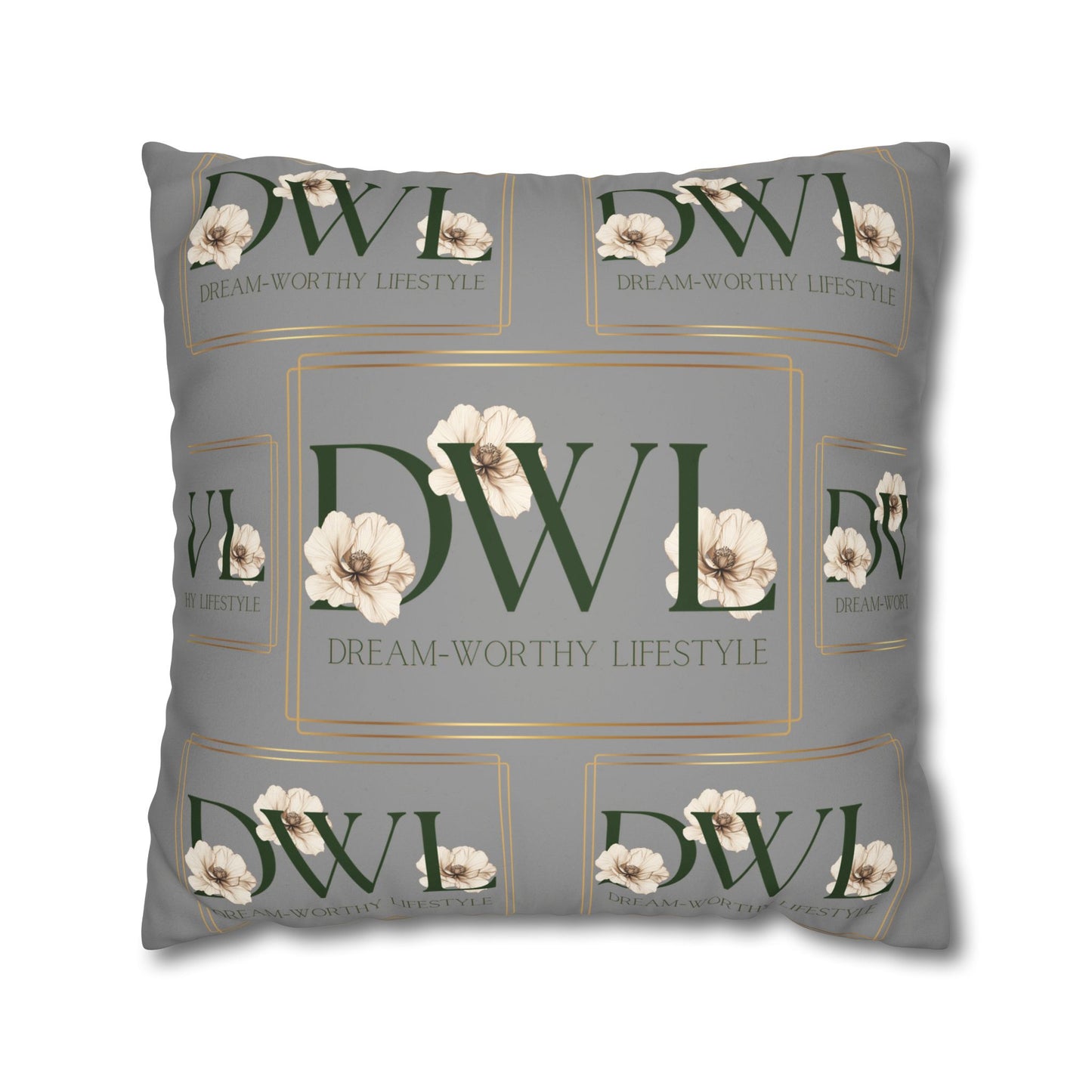 "DWL" Gray Suede Square Pillowcase