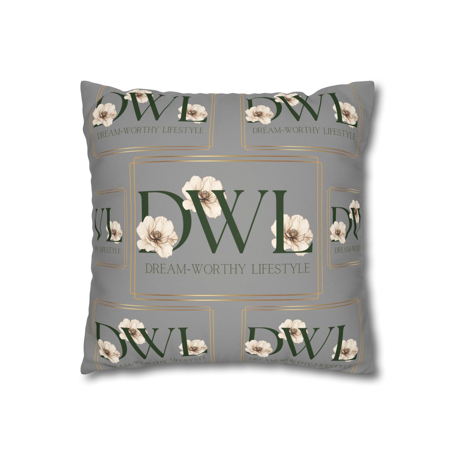 "DWL" Gray Suede Square Pillowcase