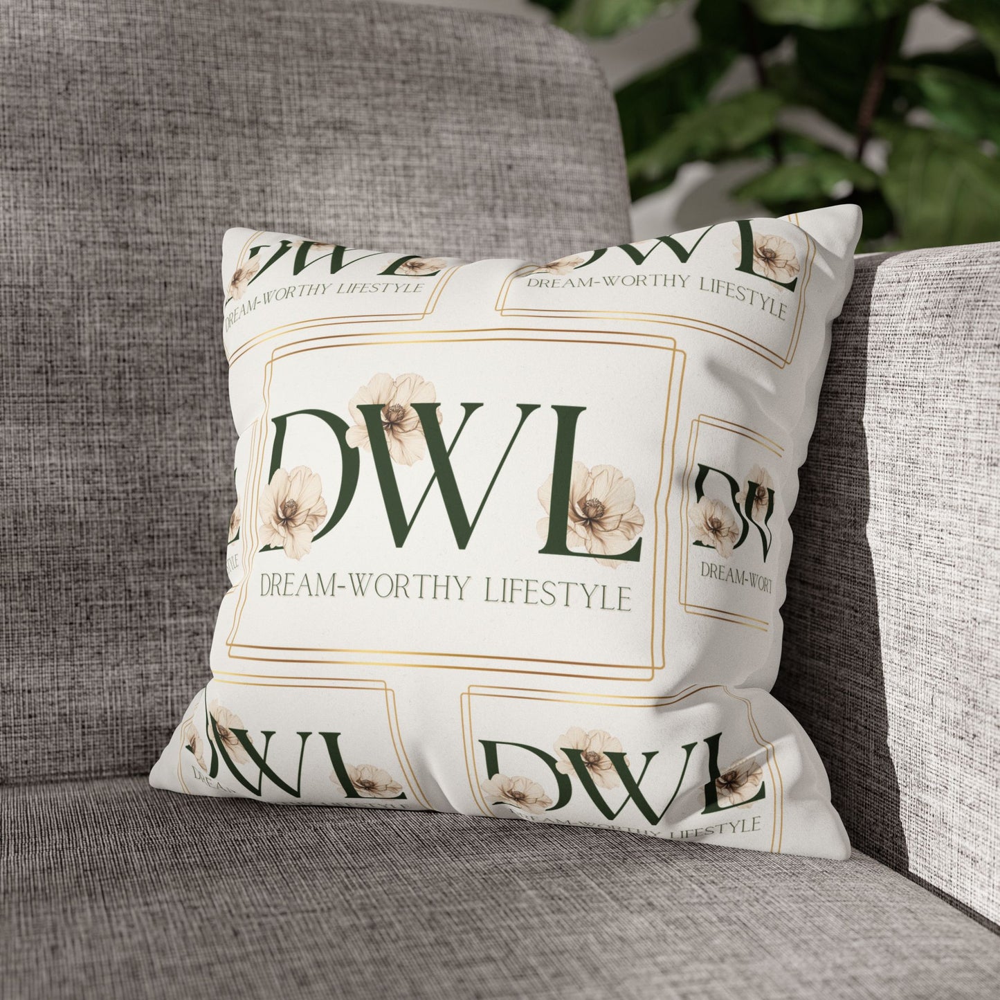 "DWL" White Suede Square Pillowcase