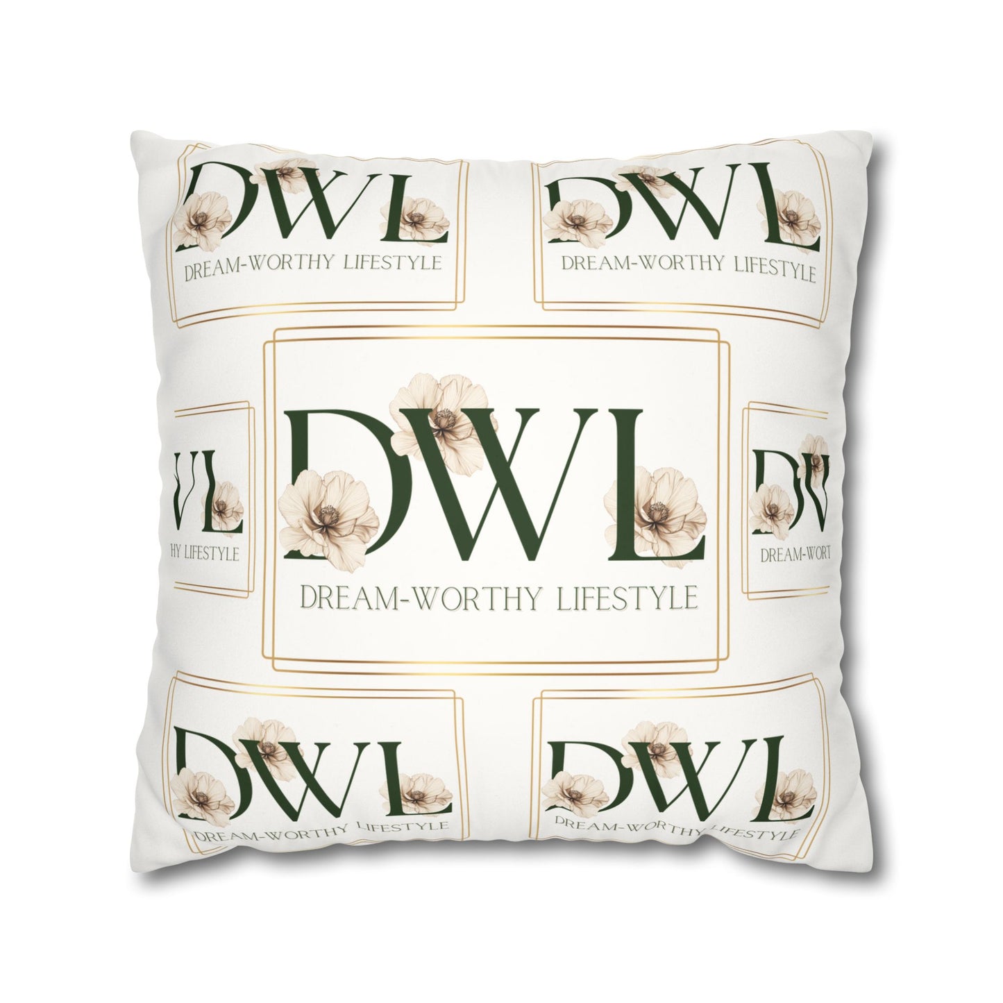 "DWL" White Suede Square Pillowcase