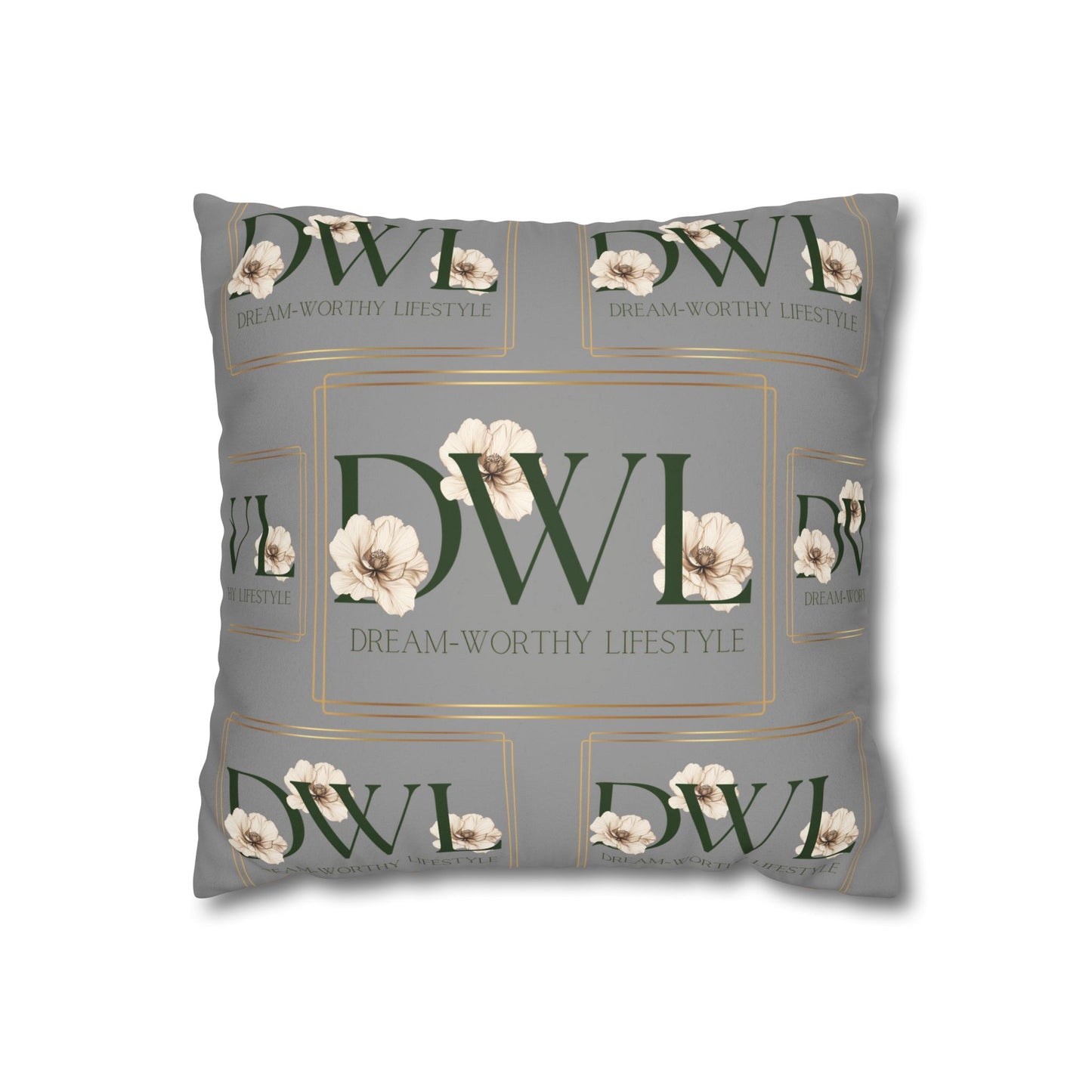 "DWL" Gray Suede Square Pillowcase