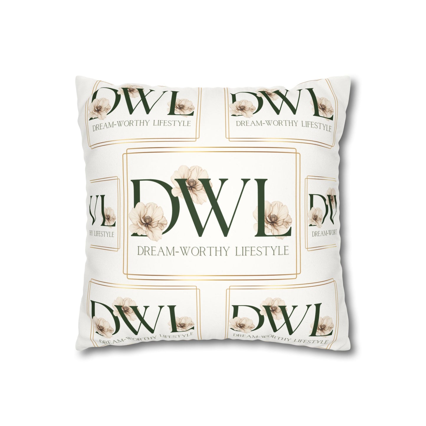 "DWL" White Suede Square Pillowcase