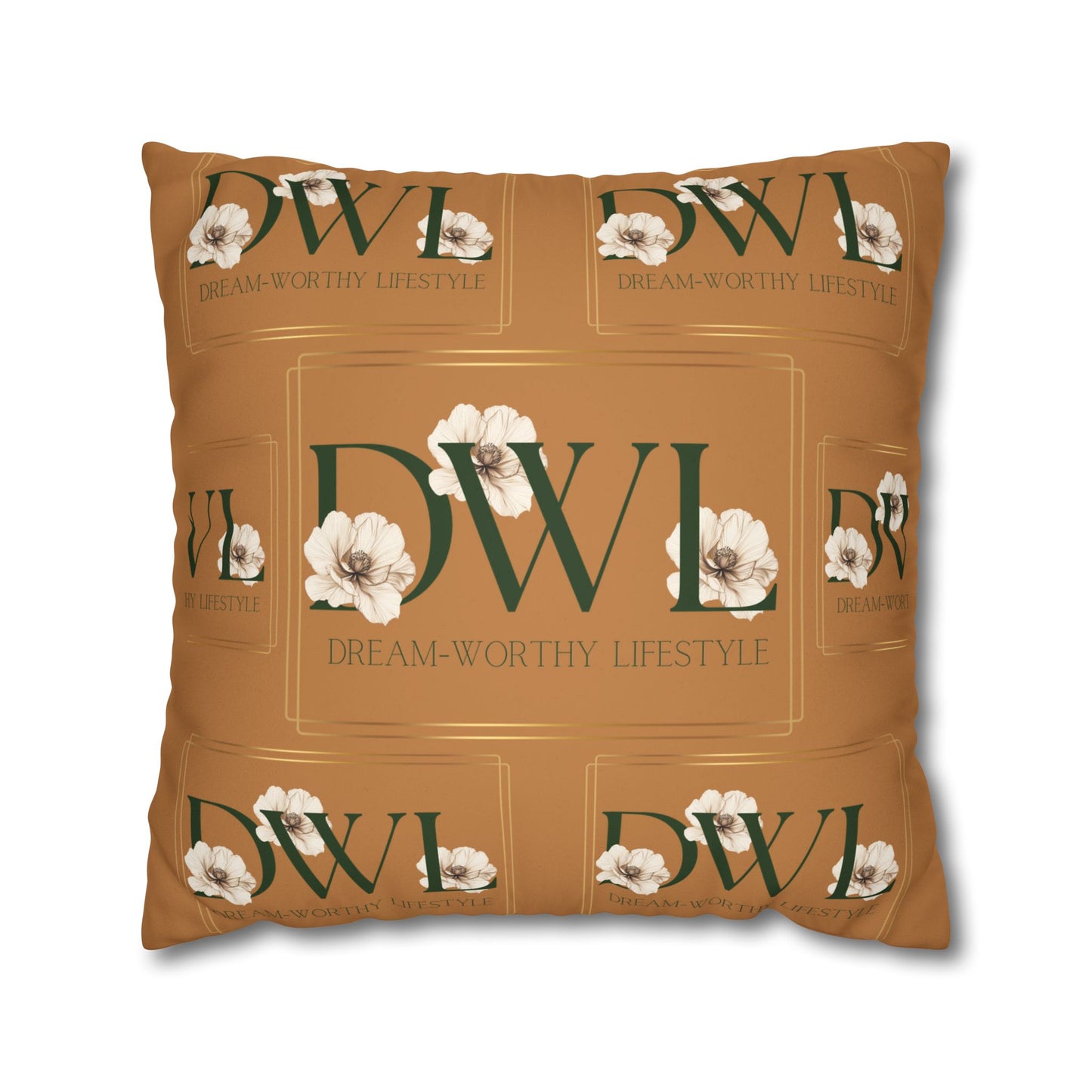 "DWL" Camel Suede Square Pillowcase