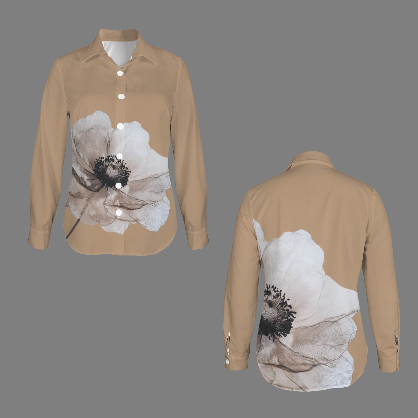 Classic Flower Blouse Tan