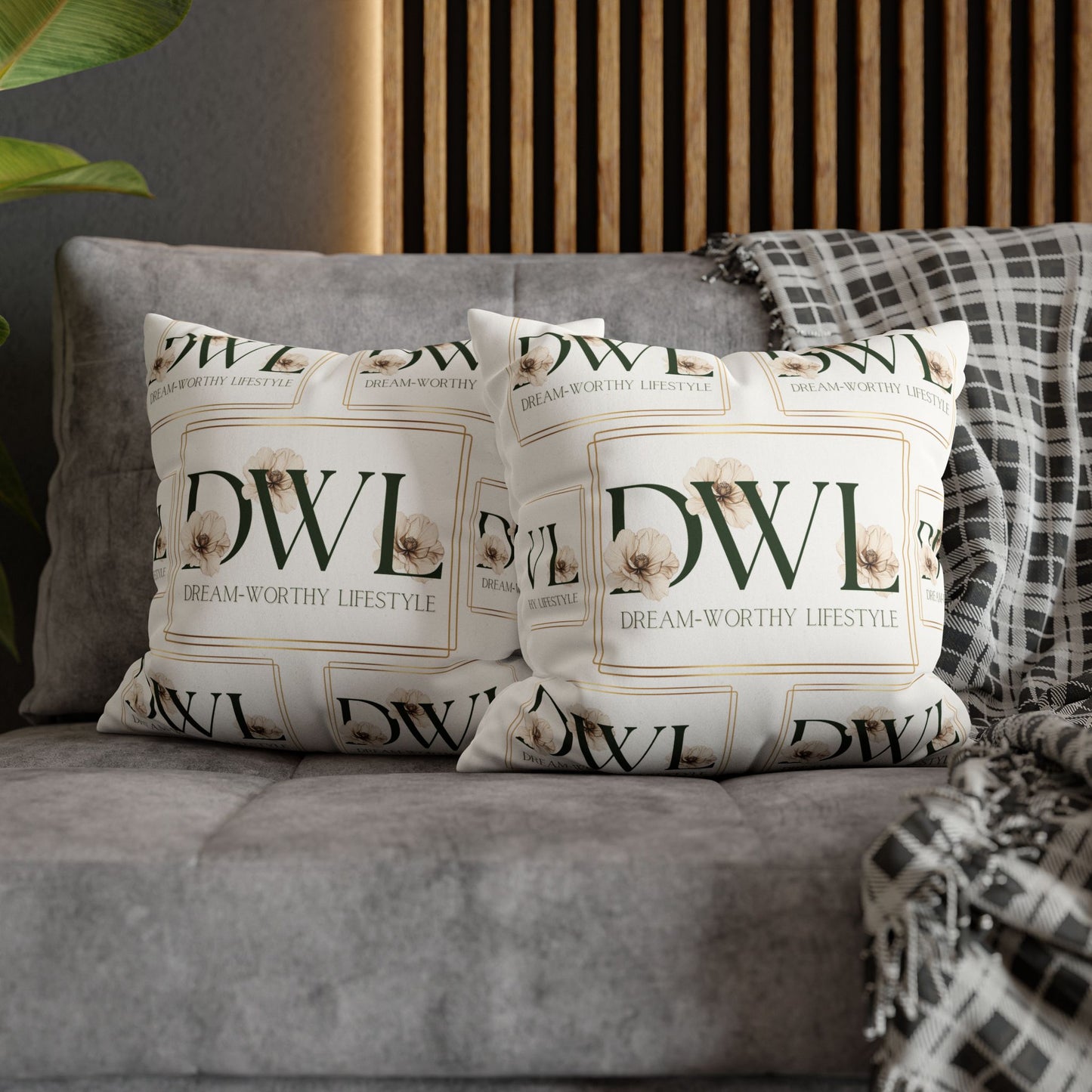 "DWL" White Suede Square Pillowcase