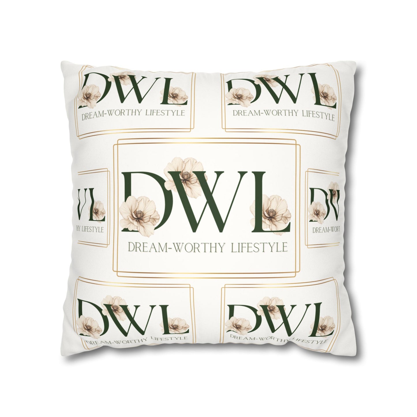 "DWL" White Suede Square Pillowcase