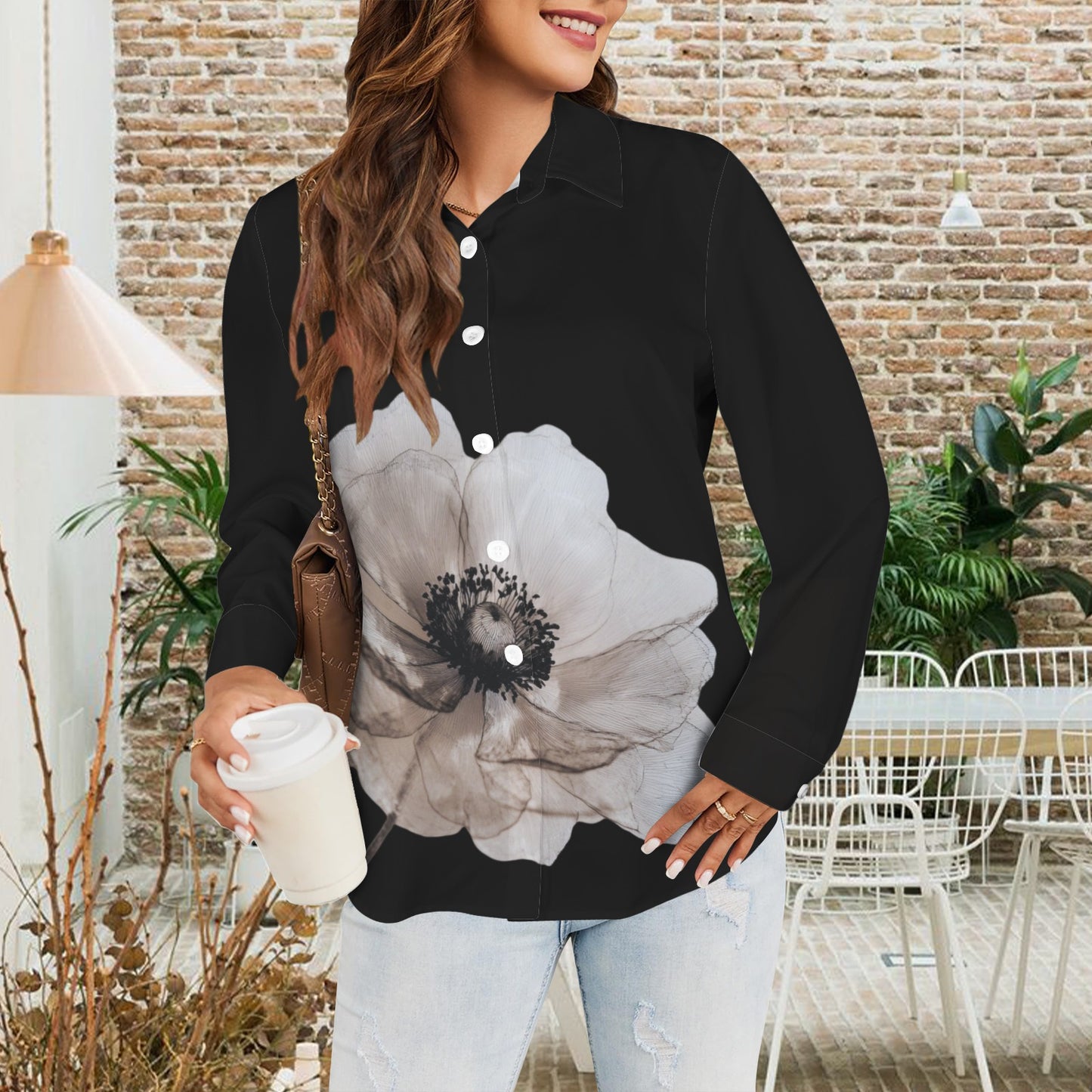 Classic Flower Blouse Black