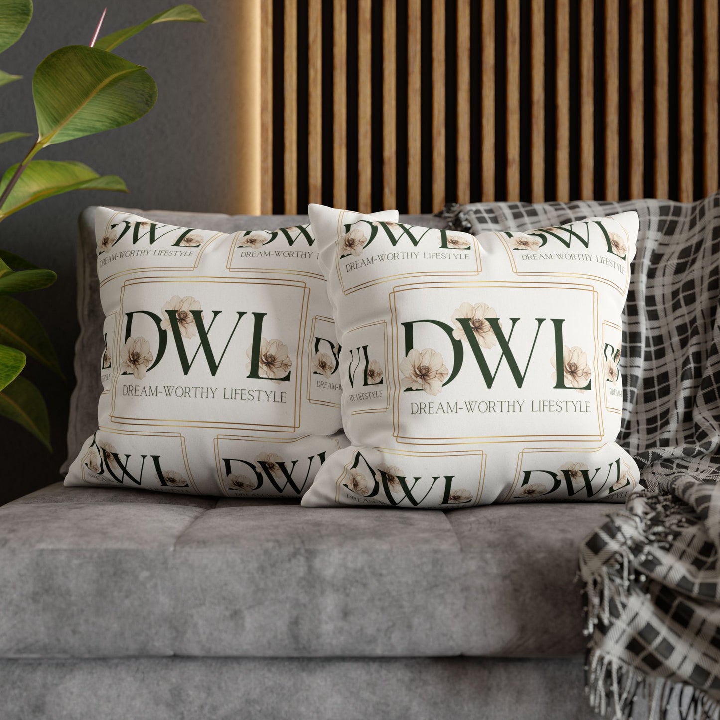 "DWL" White Suede Square Pillowcase