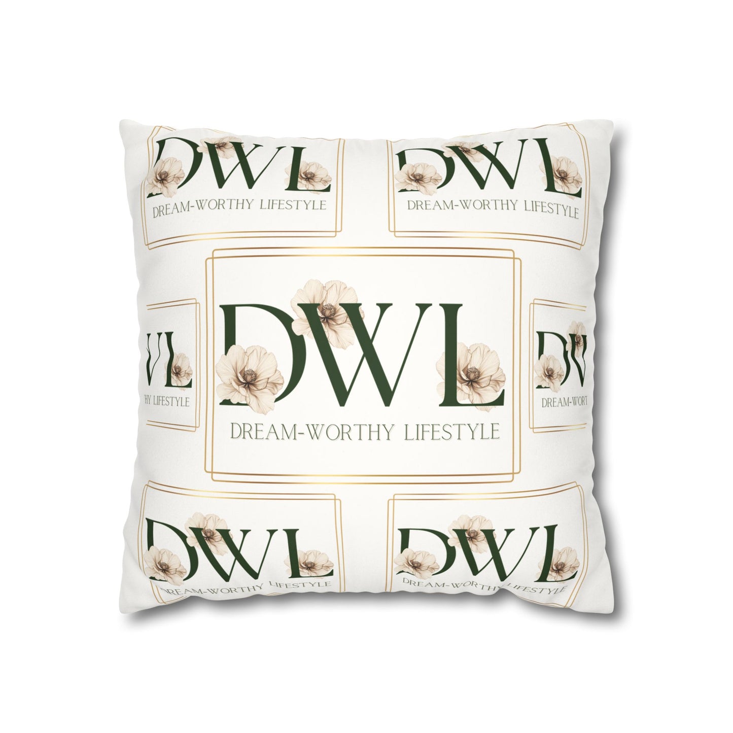 "DWL" White Suede Square Pillowcase