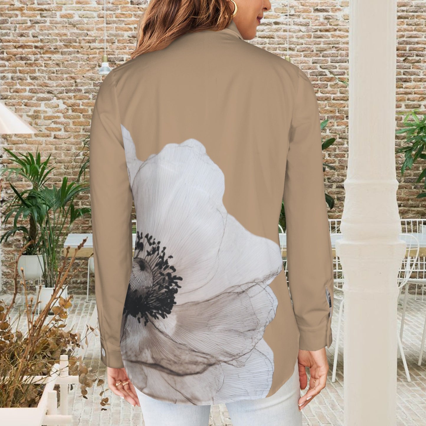 Classic Flower Blouse Tan