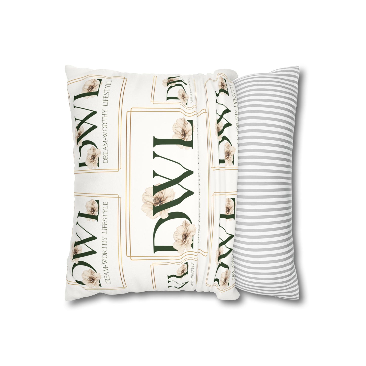 "DWL" White Suede Square Pillowcase