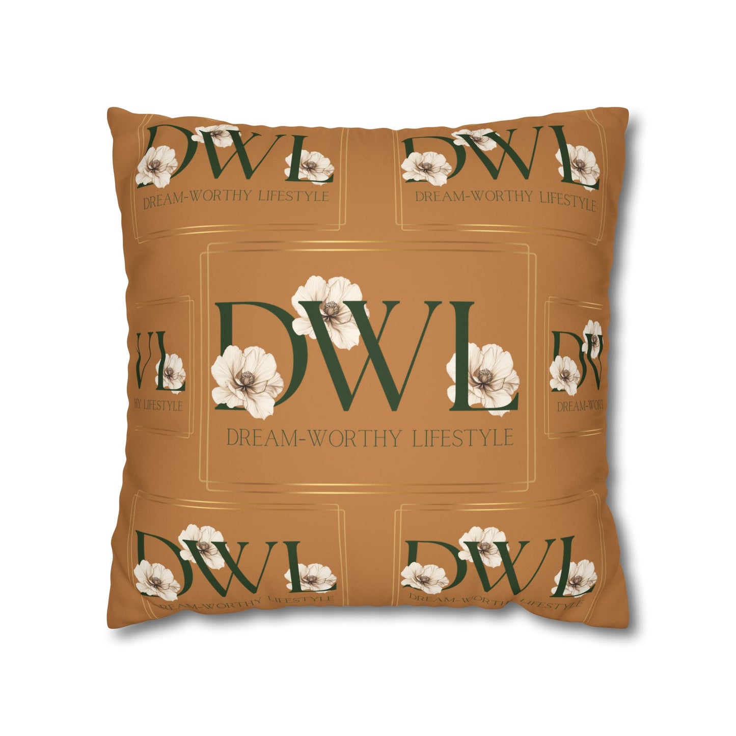 "DWL" Camel Suede Square Pillowcase