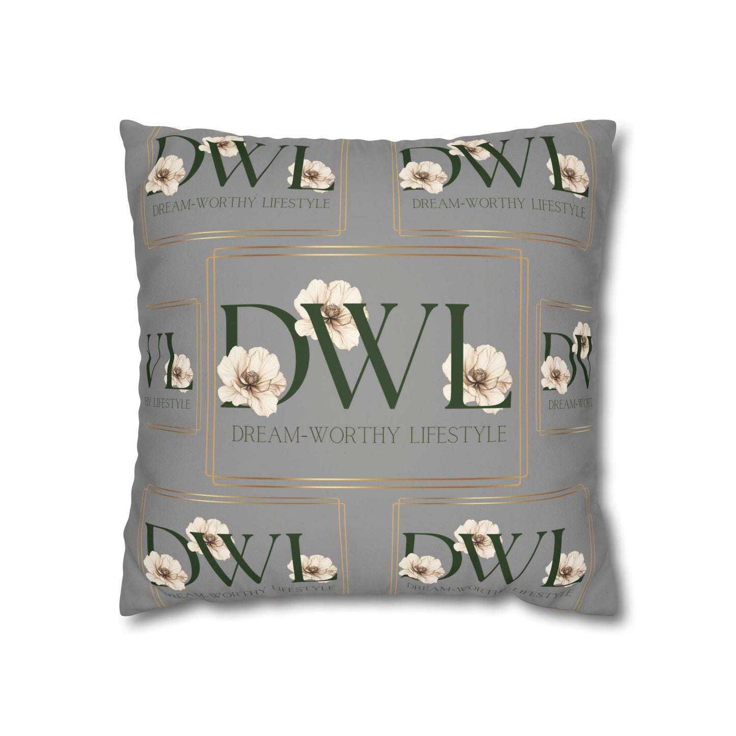"DWL" Gray Suede Square Pillowcase