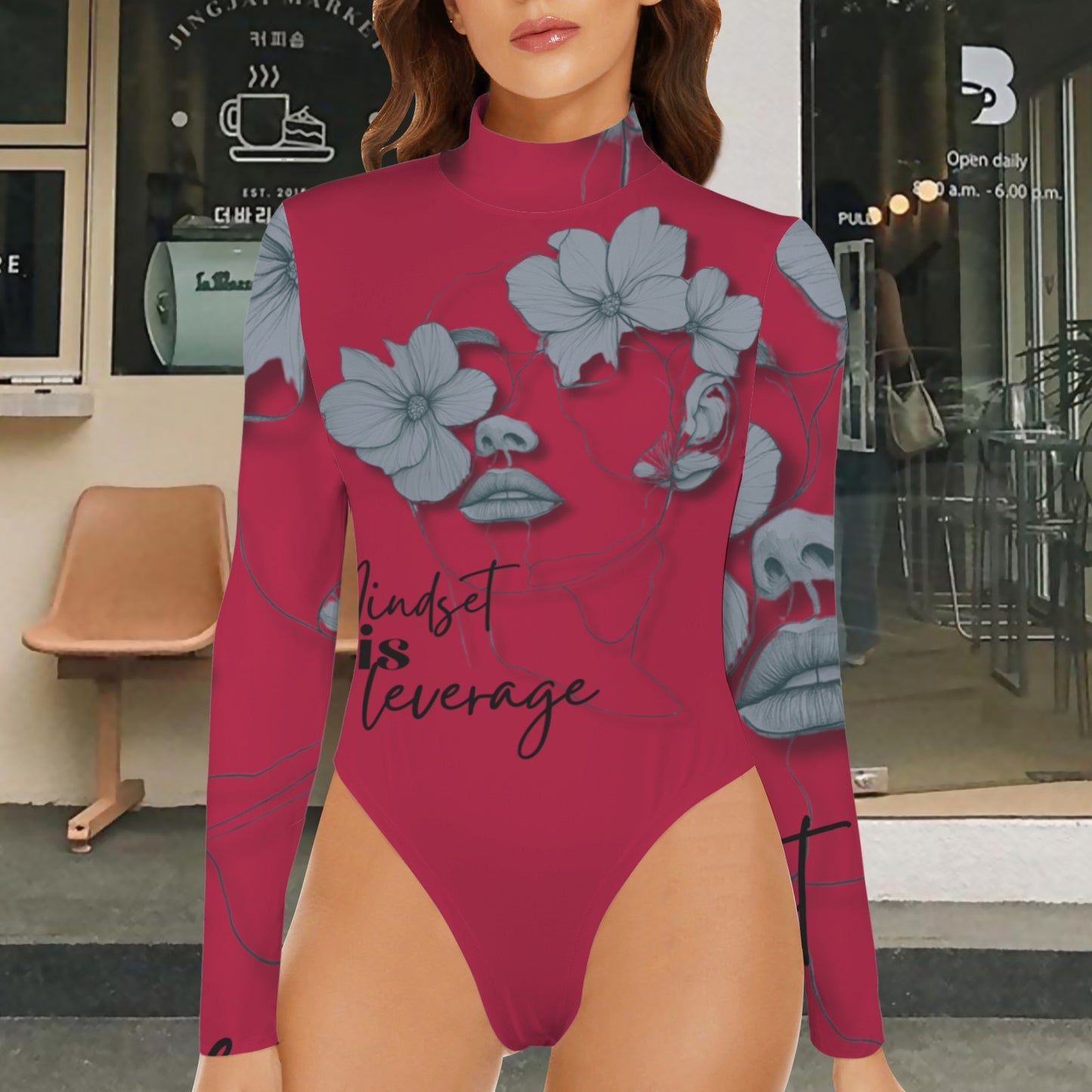 Mindset Is Leverage Red Bodysuit