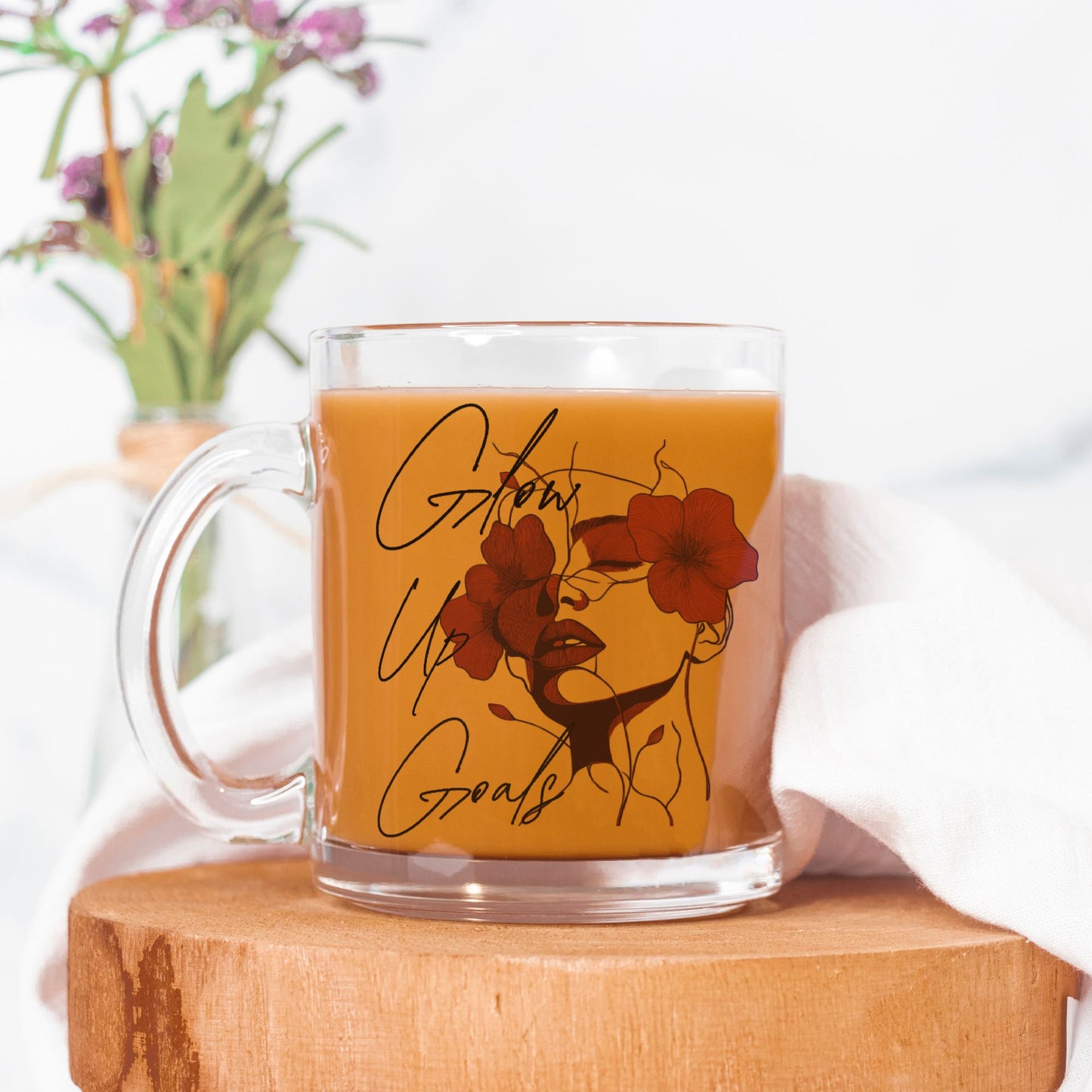 Glow Up Goals Glass Mug