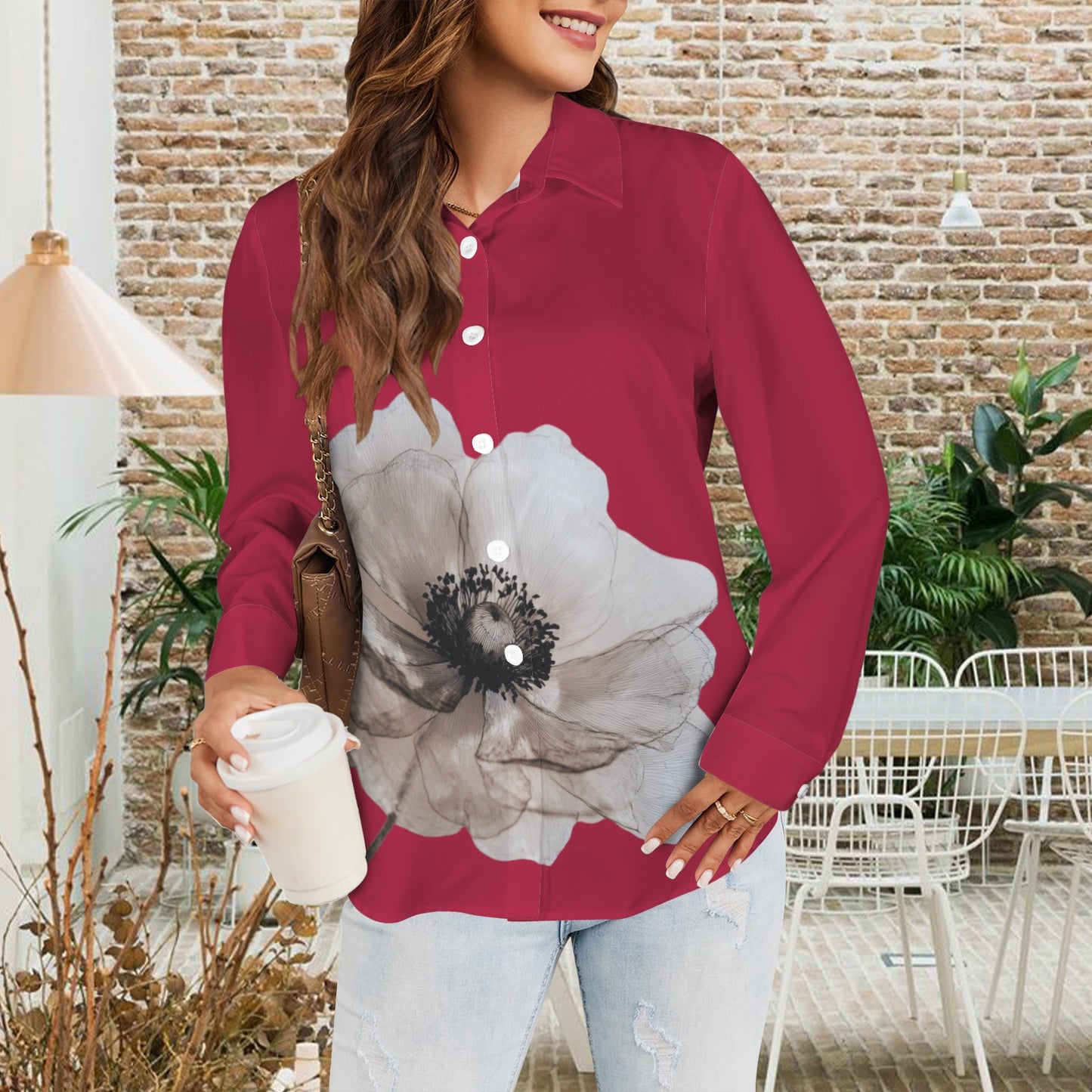 Classic Flower Blouse Red