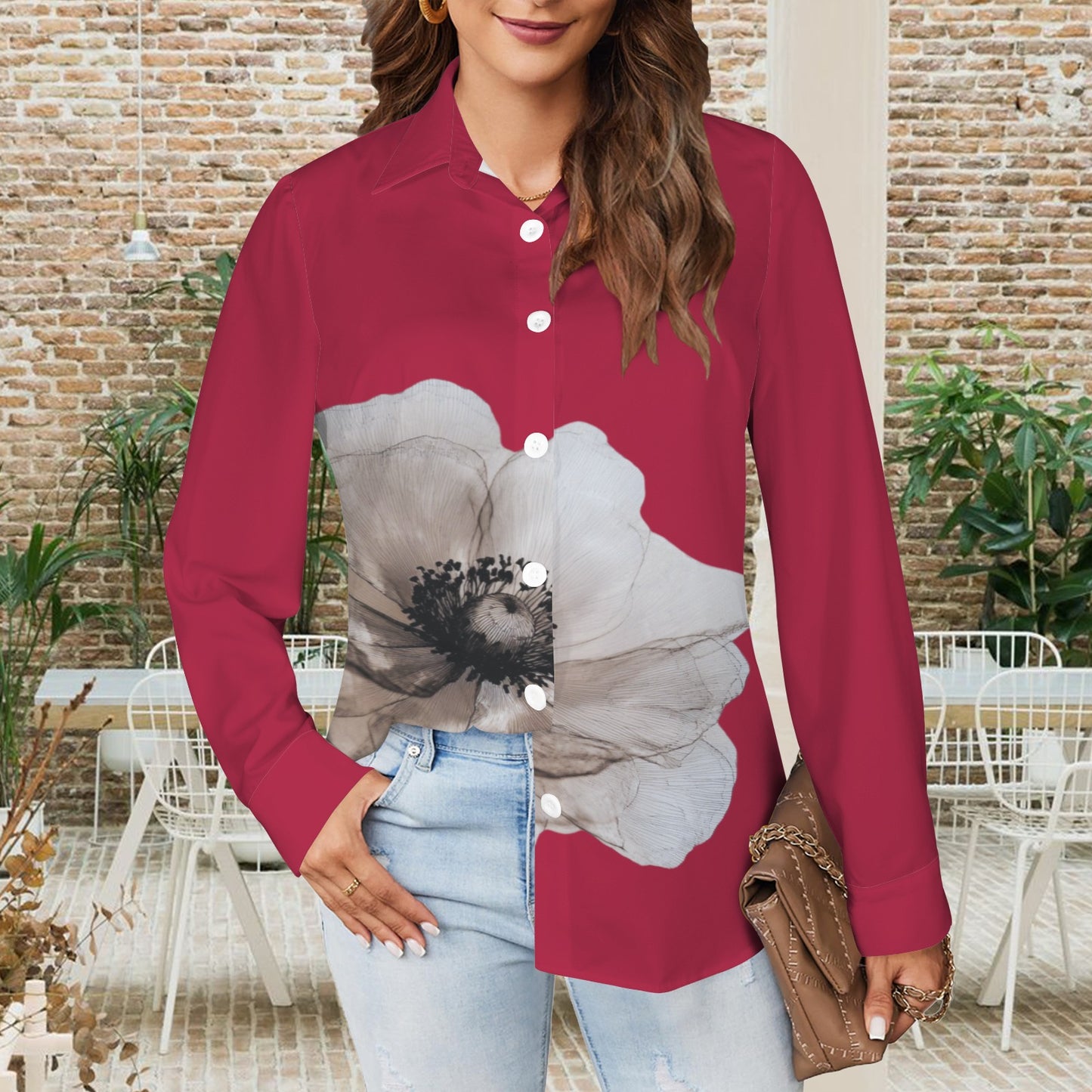 Classic Flower Blouse Red