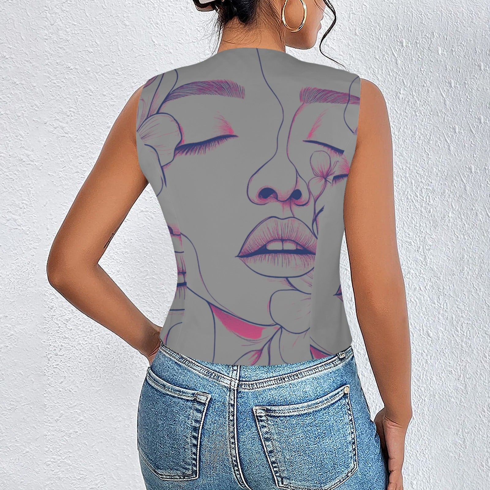 Pink Lady Gray Vest