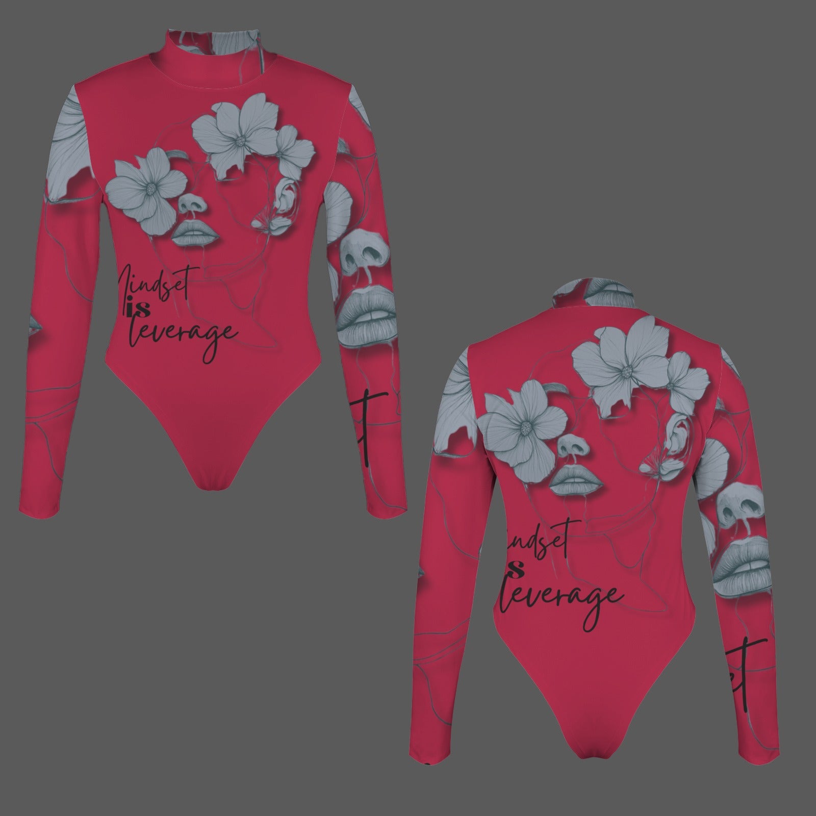 Mindset Is Leverage Red Bodysuit