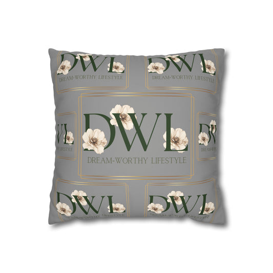 "DWL"  Gray Suede Square Pillowcase