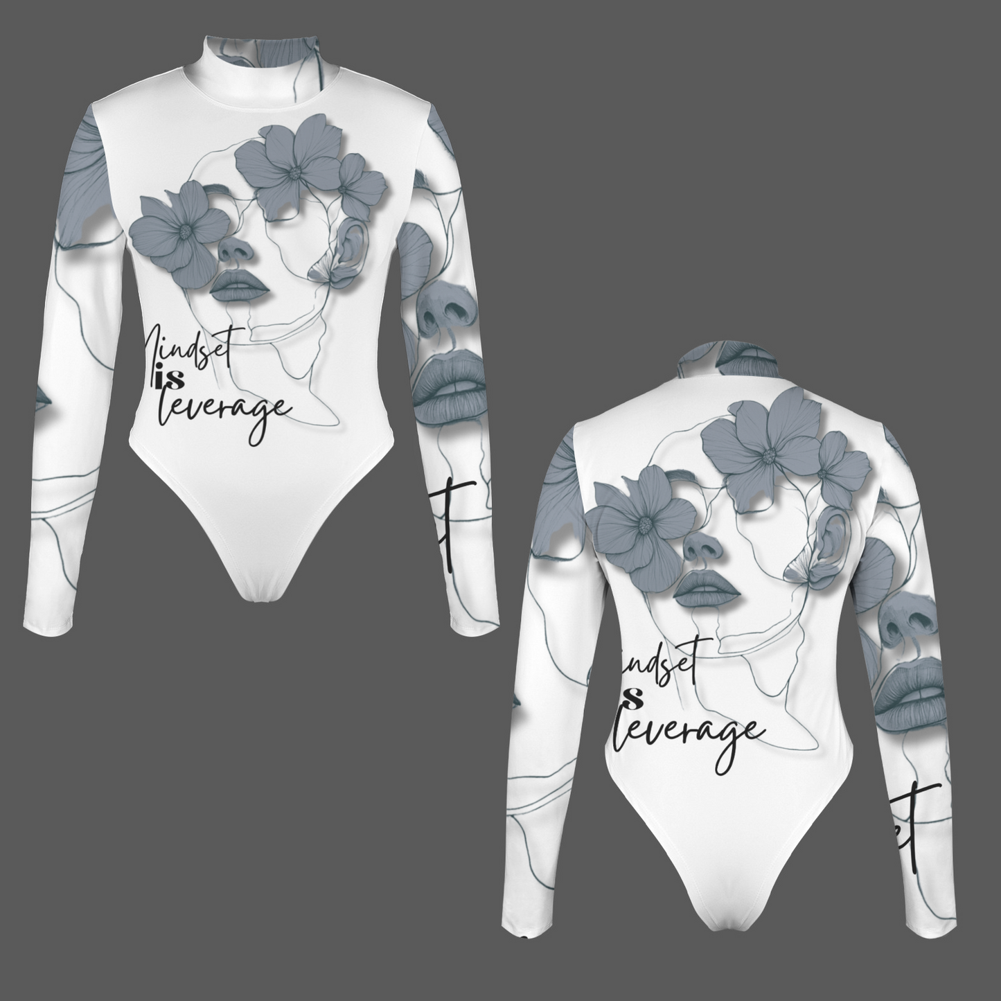 Mindset Is Leverage White Bodysuit