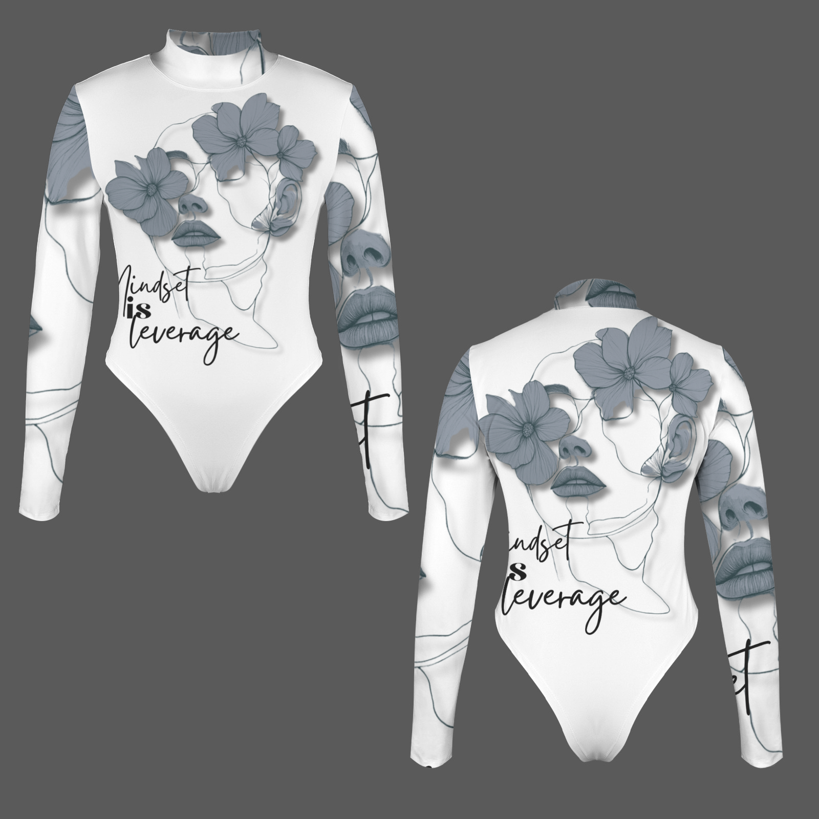 Mindset Is Leverage White Bodysuit