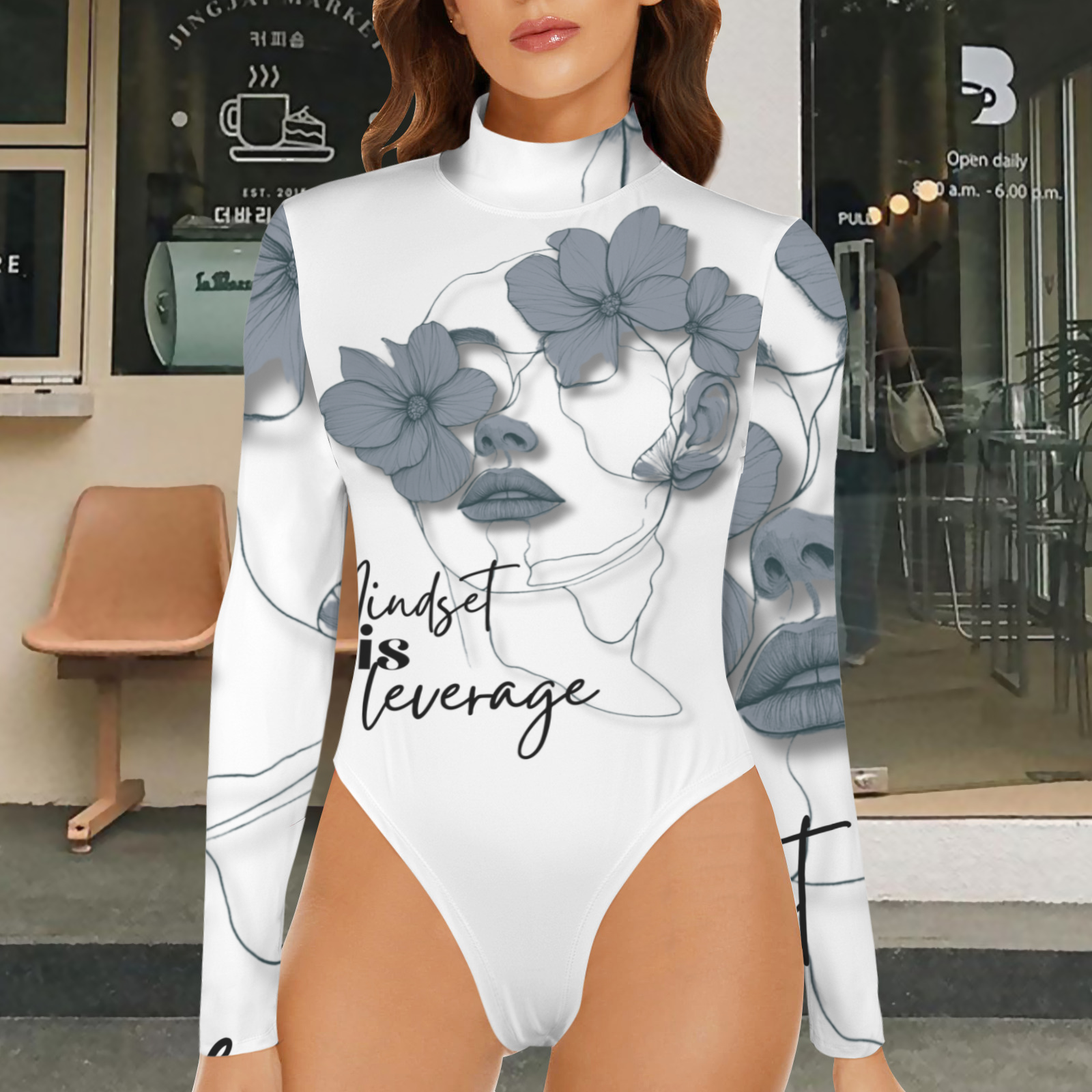 Mindset Is Leverage White Bodysuit