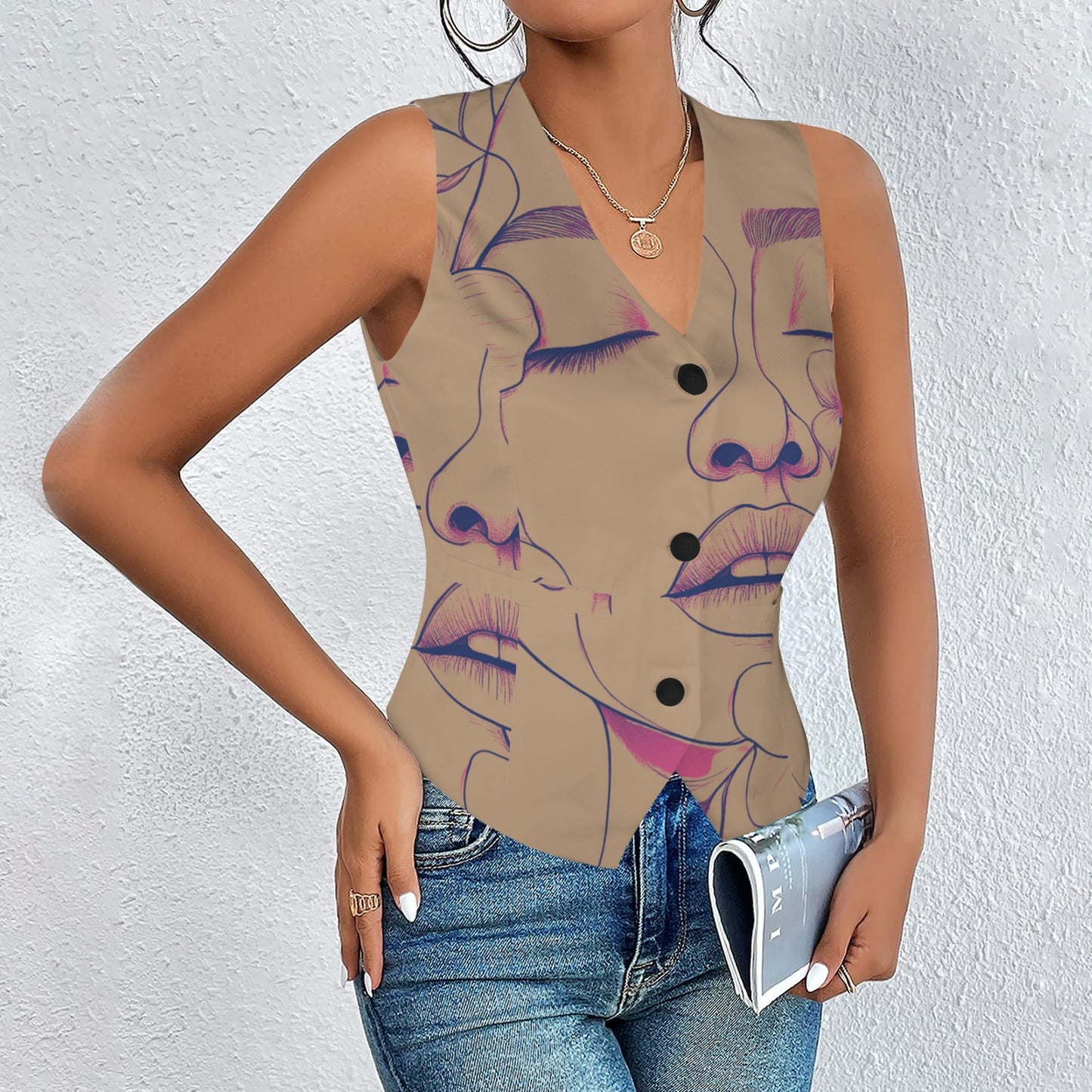 Pink Lady Tan Vest