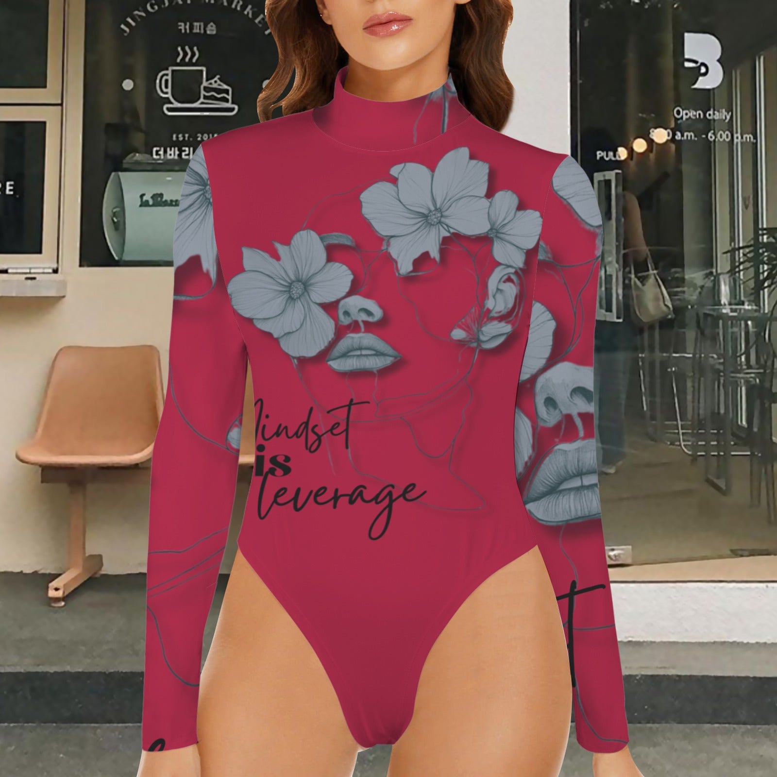 Mindset Is Leverage Red Bodysuit