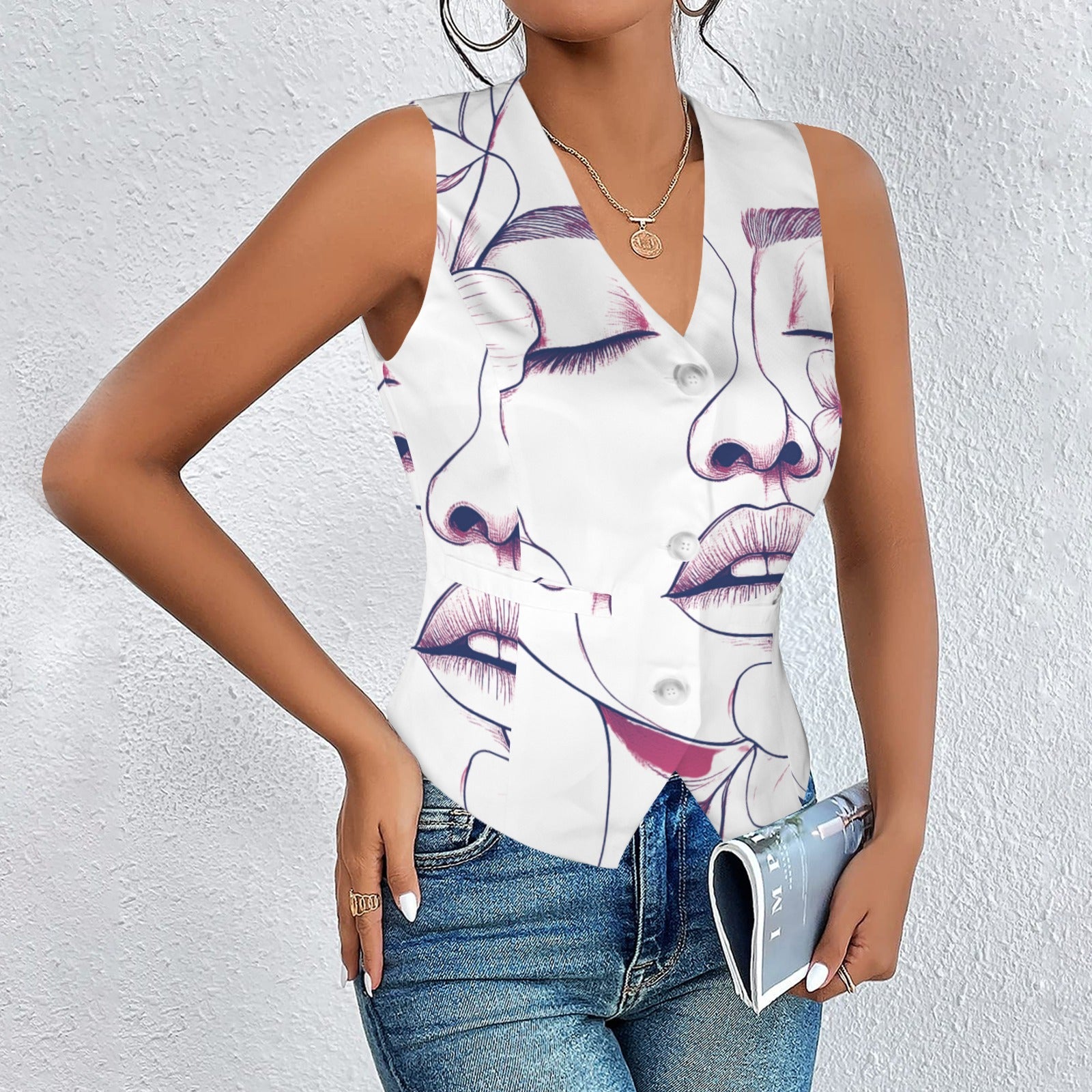 Pink Lady White Vest