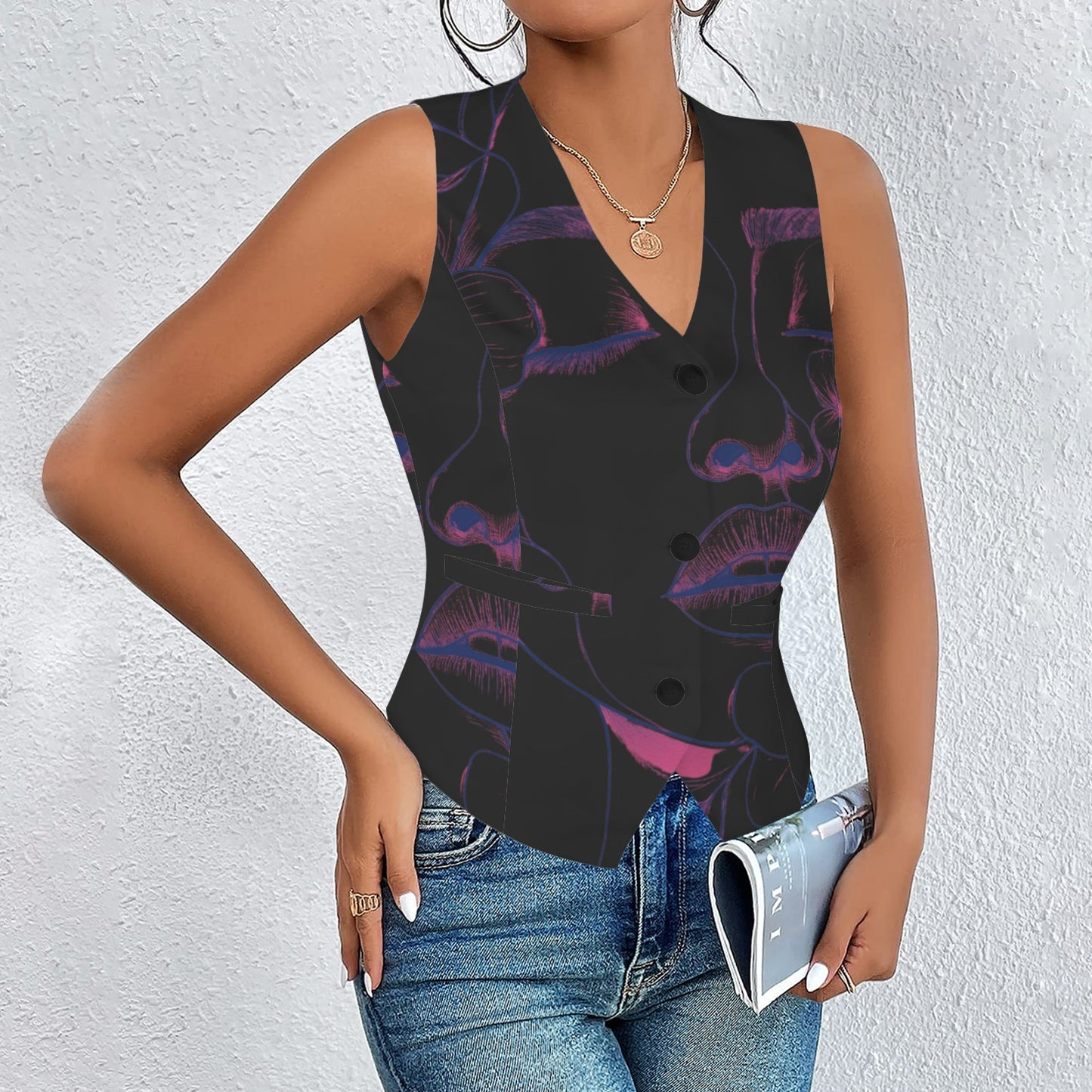 Pink Lady Black Vest
